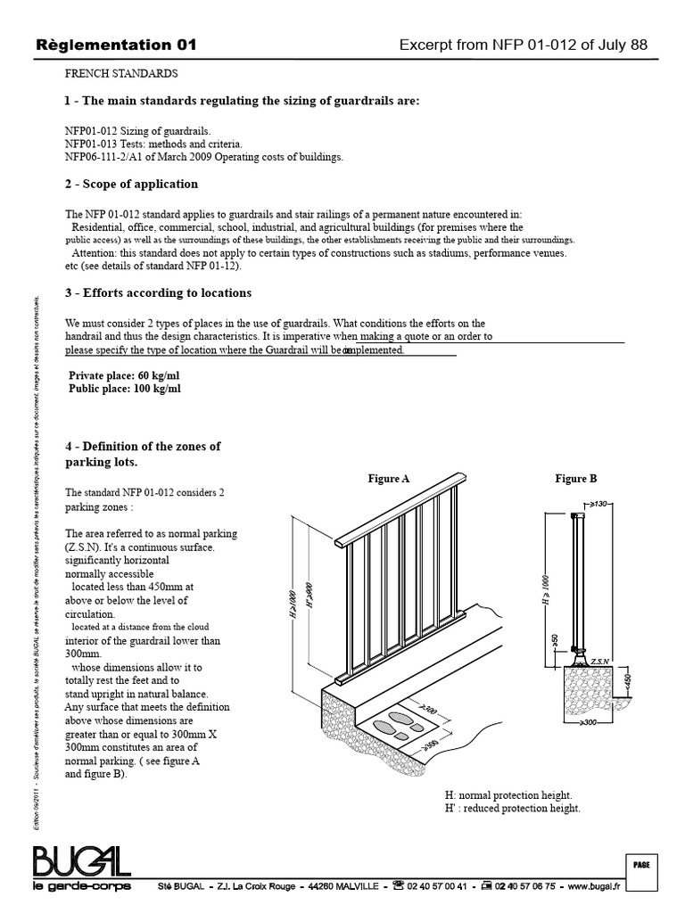 French Guardrail Sizing Standards NFP 01-012 | PDF