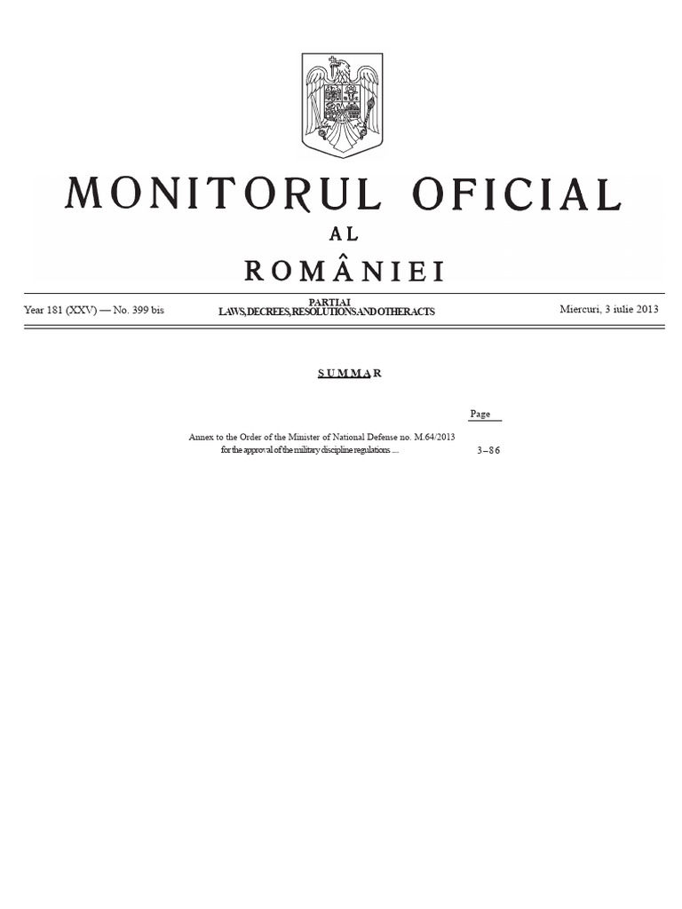 M 64_2013 Military Discipline Regulation | PDF | Military | Regulatory ...