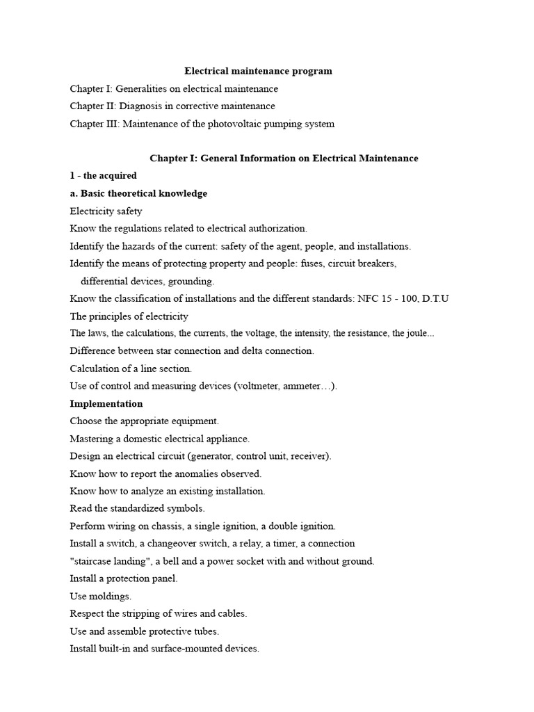 Electrical Maintenance Program Overview | PDF | Solar Panel | Photovoltaics