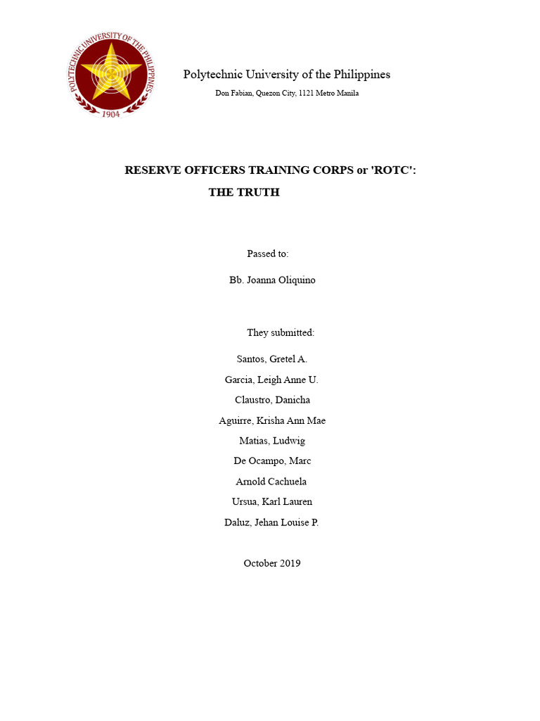 ROTC-new.docx | PDF | Philippines
