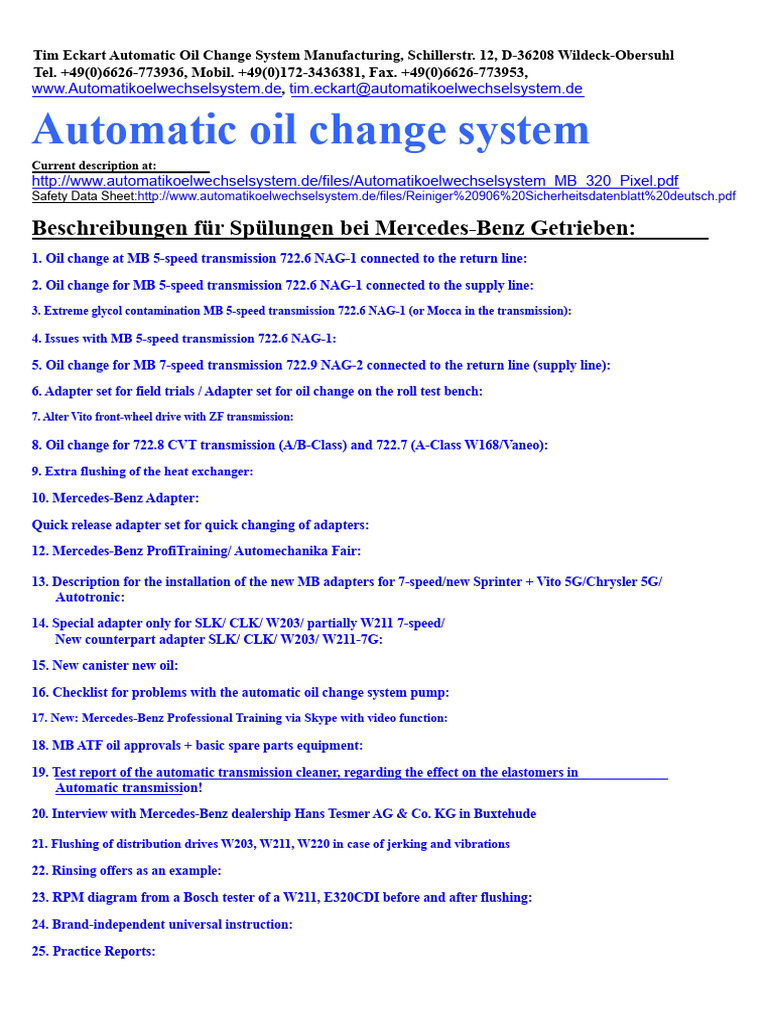 Automatic Oil Change System Guide | PDF | Automatic Transmission | Clutch
