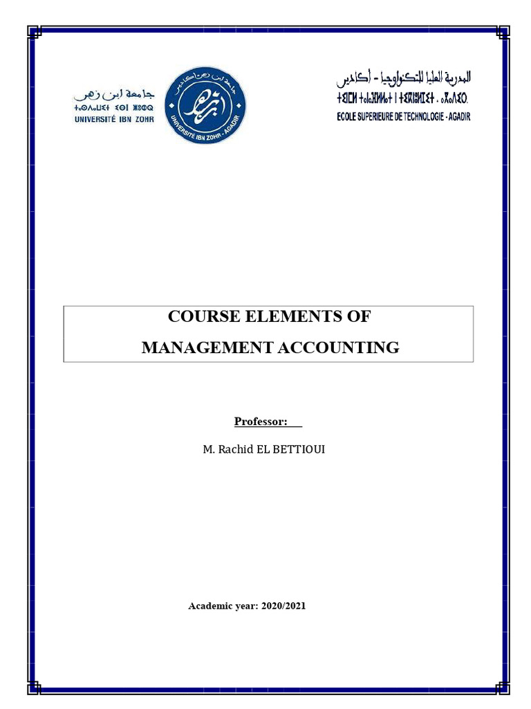 Management Accounting Course Overview | PDF | Management Accounting ...
