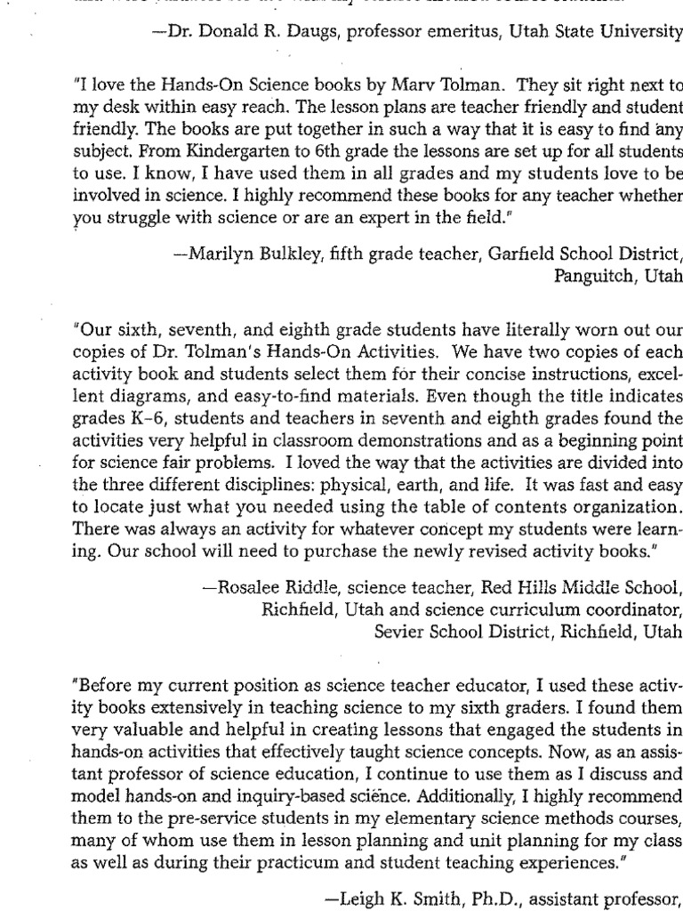 Hands on Physical Science Activities for Grades K 6 Second Edition