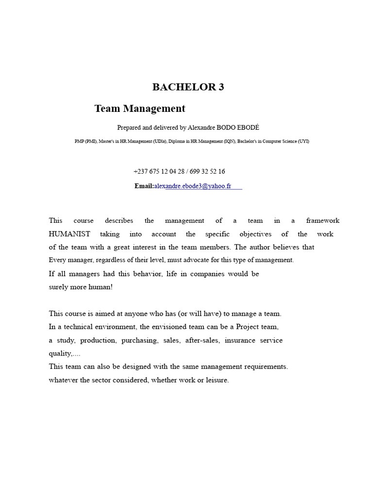 Team Management Course Overview | PDF | Motivation | Motivational