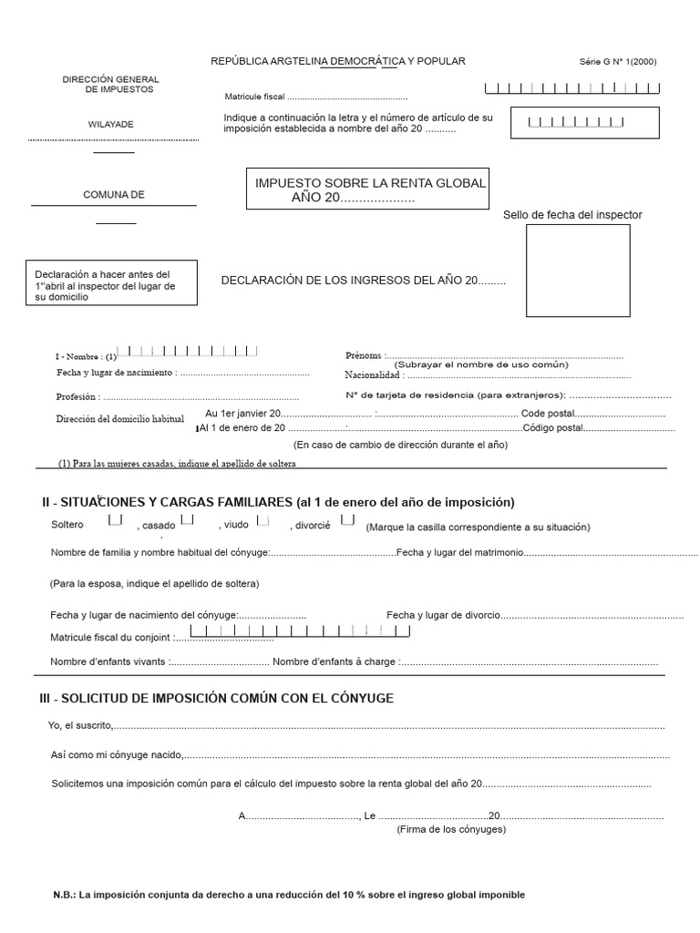 Declaración de Impuestos sobre la Renta | PDF | Impuesto sobre la renta ...