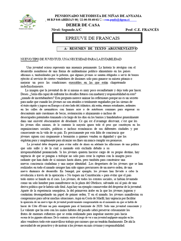 FR N°1 2nde AC01 04 2020 | PDF