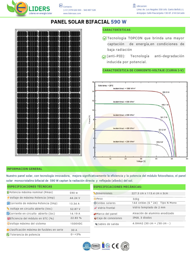Panel Solar 590 W | PDF | Panel solar | Bienes manufacturados