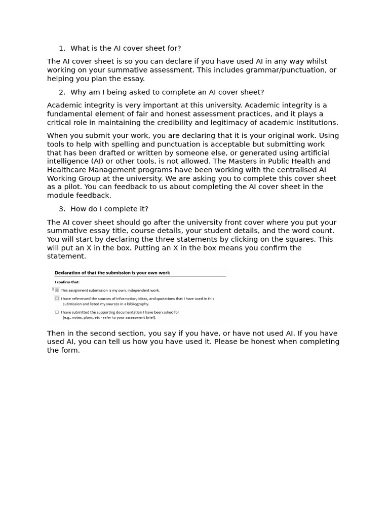 AI Cover Sheet Guidelines for Students | PDF | Turnitin