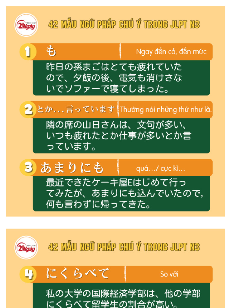 (Tailieutiengnhat - Net) 42 Mau Ngu Phap n3 Can Chu y Trong JLPT n3 | PDF