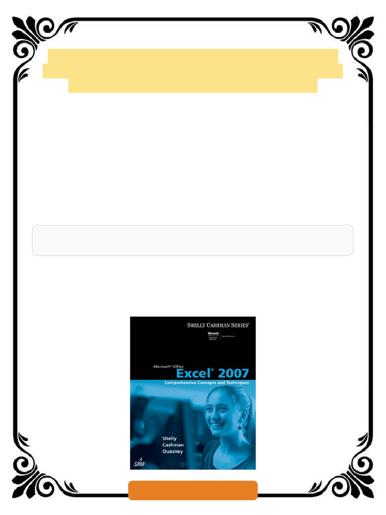 Microsoft Office Excel 2007 Comprehensive Concepts and Techniques 1st ...