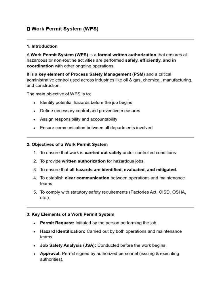 Work Permit System Overview and Benefits | PDF | Personal Protective ...