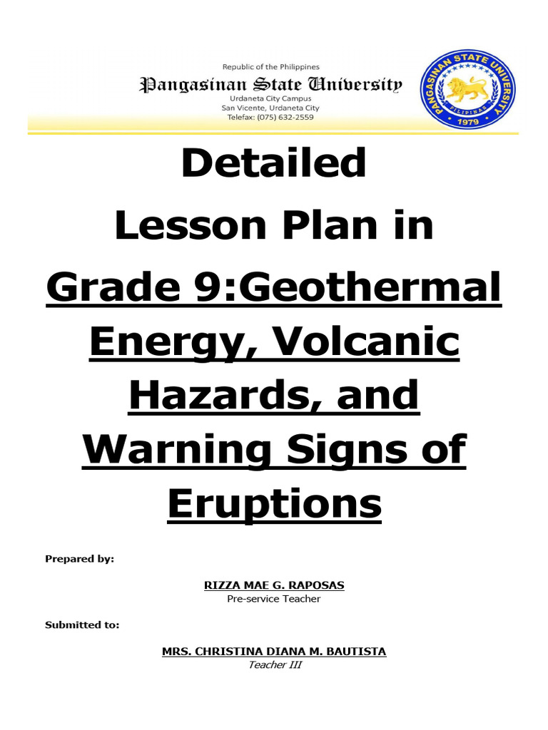 Grade 9 Lesson Plan: Geothermal Energy & Volcanic Hazards | PDF ...