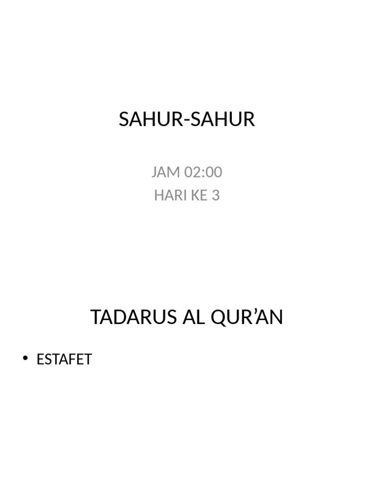 Sahur Sahur | PDF