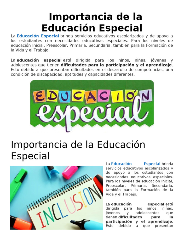 Educacion Especial | PDF | Educación especial | Invalidez