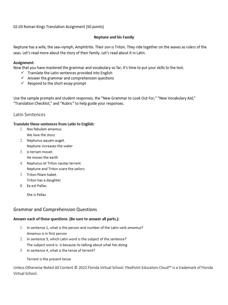 Roman Kings Latin Translation Guide | PDF | Grammatical Gender ...