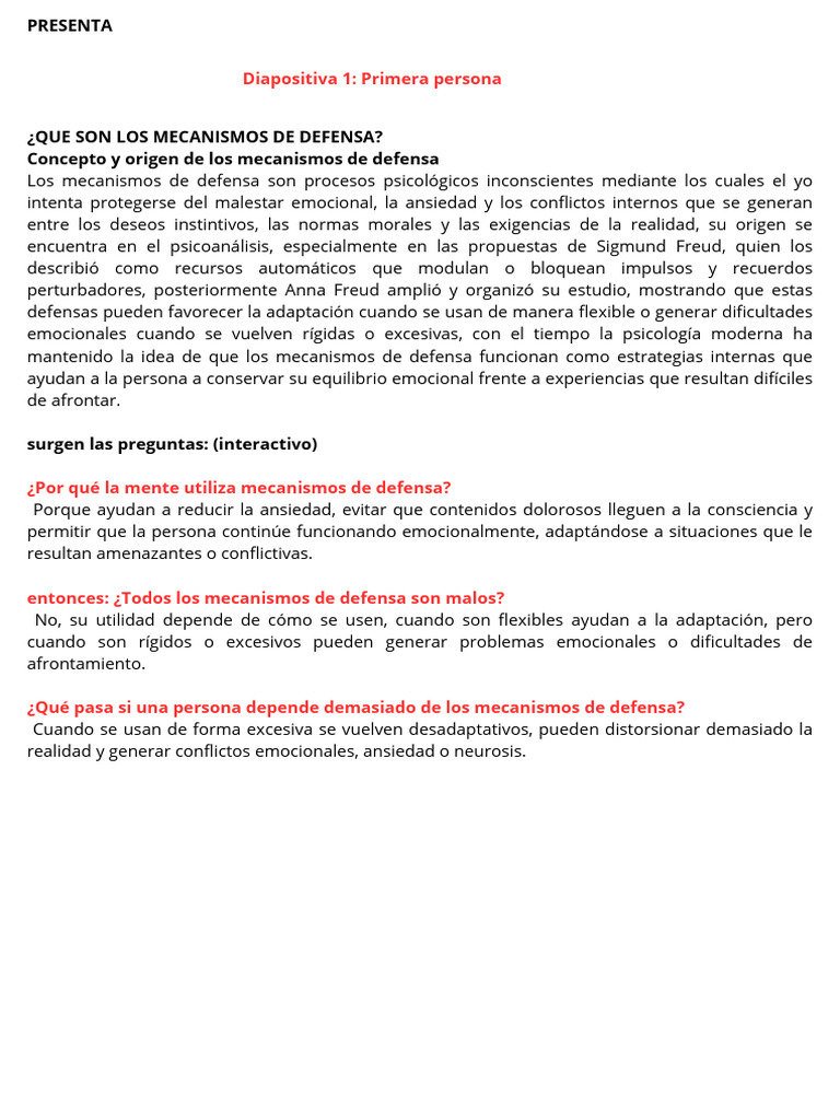 Mecanismos de Defensa en Psicología | PDF | Las emociones | Mente ...