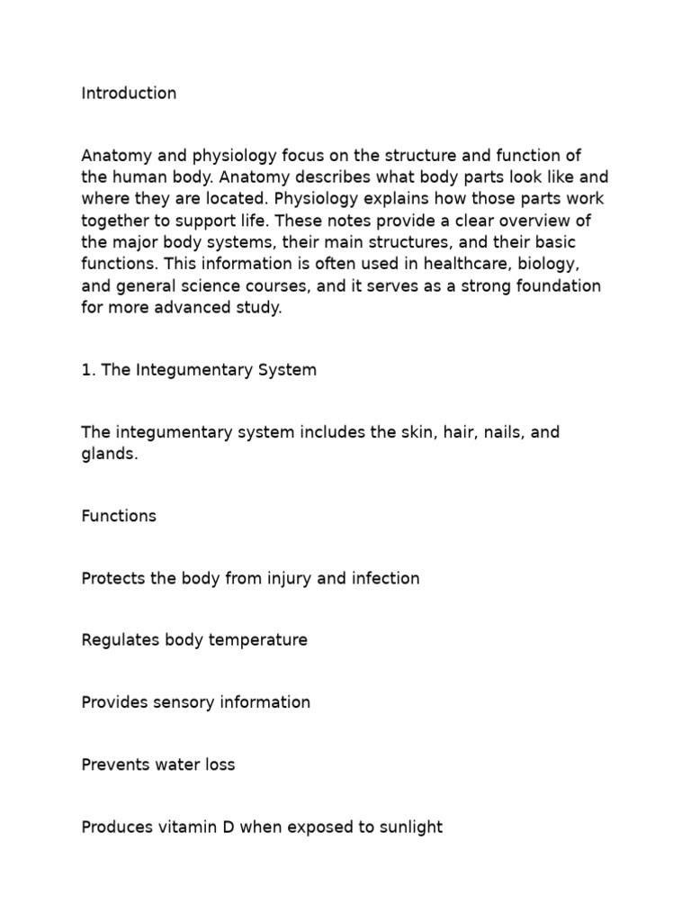 Overview of Human Body Systems | PDF | Human Body | Muscle