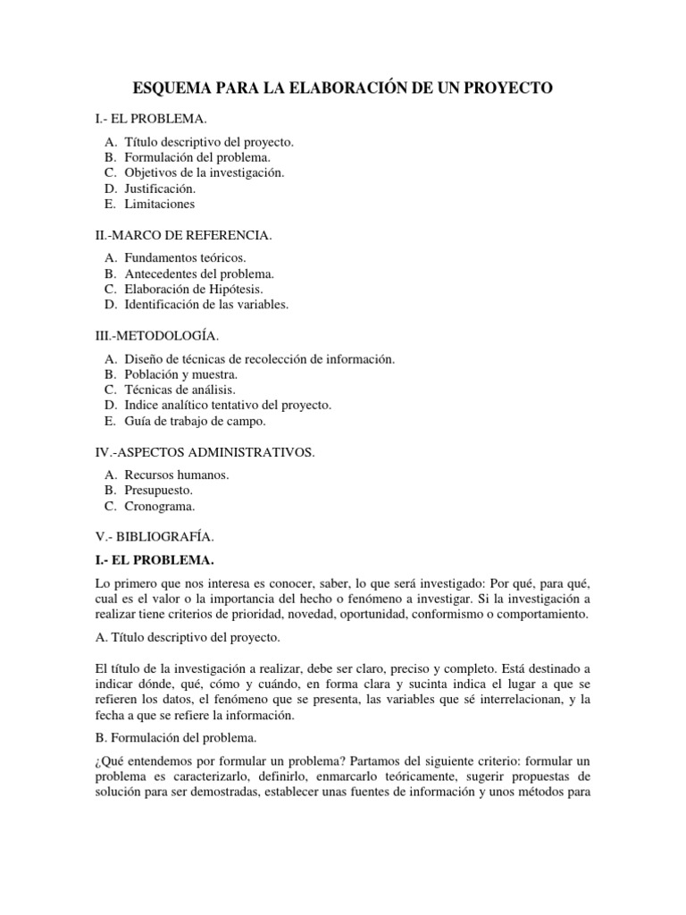 Esquema para La Elaboración de Un Proyecto | PDF | Hipótesis | Teoría