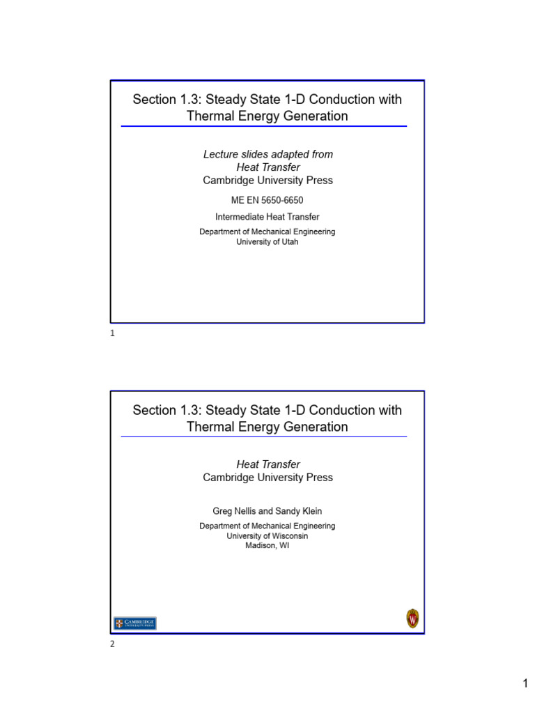 1-D Steady State Heat Conduction | PDF | Heat Transfer | Differential ...