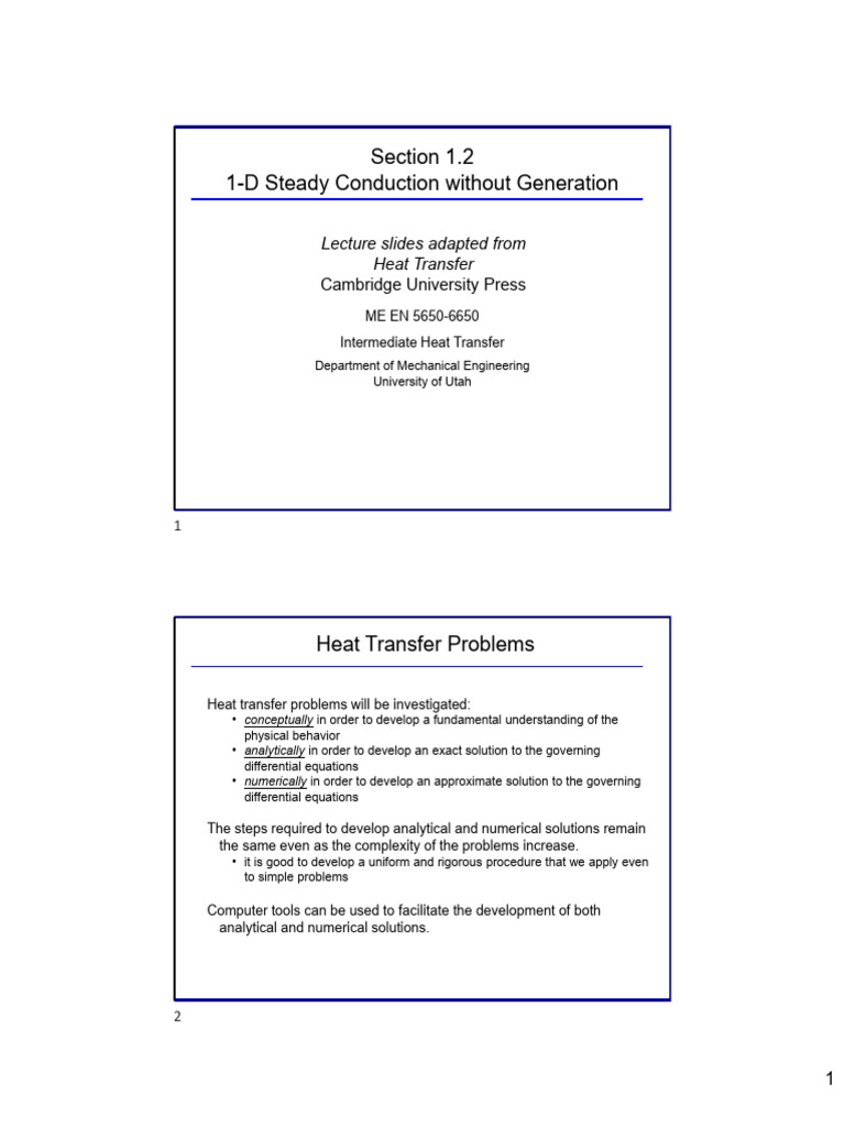 1D Steady Heat Conduction Analysis | PDF | Thermal Conduction | Heat ...
