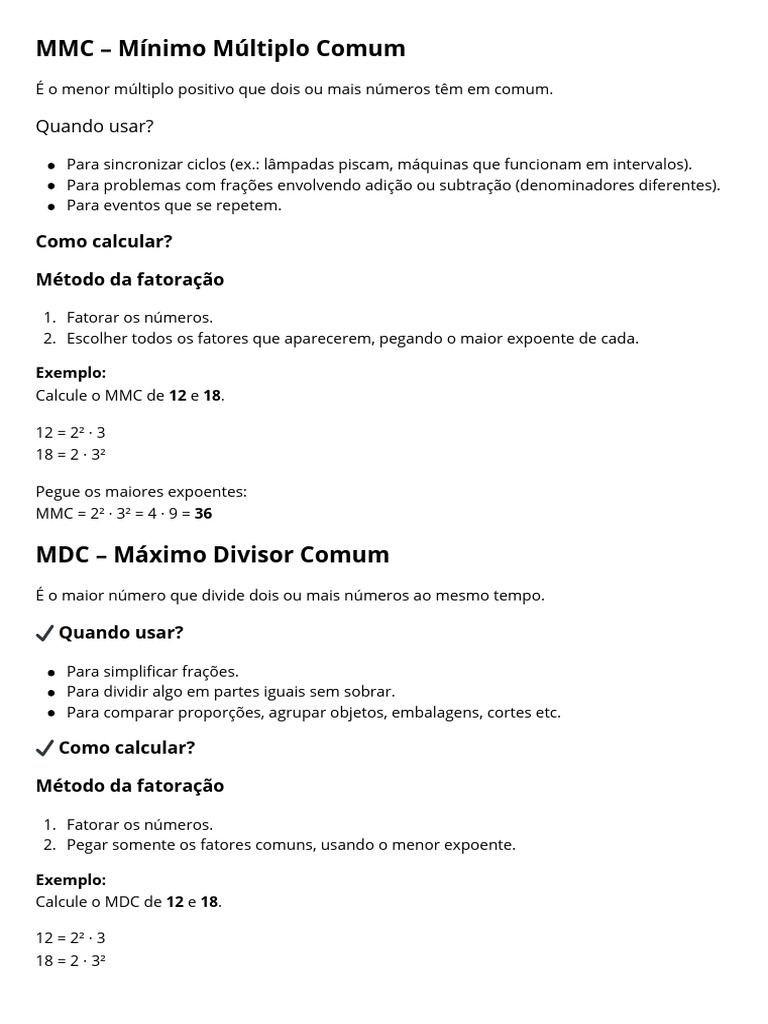 MMC e MDC: Cálculo e Aplicações | PDF