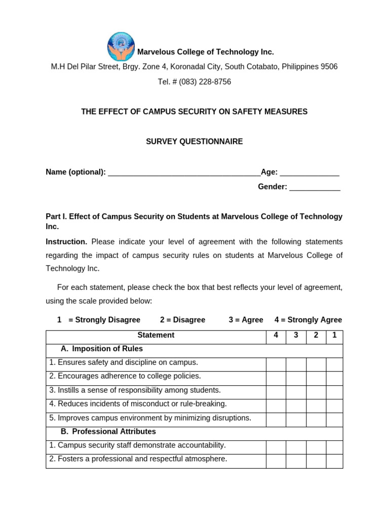 Campus Security Impact Survey at MCTI | PDF | Emergency