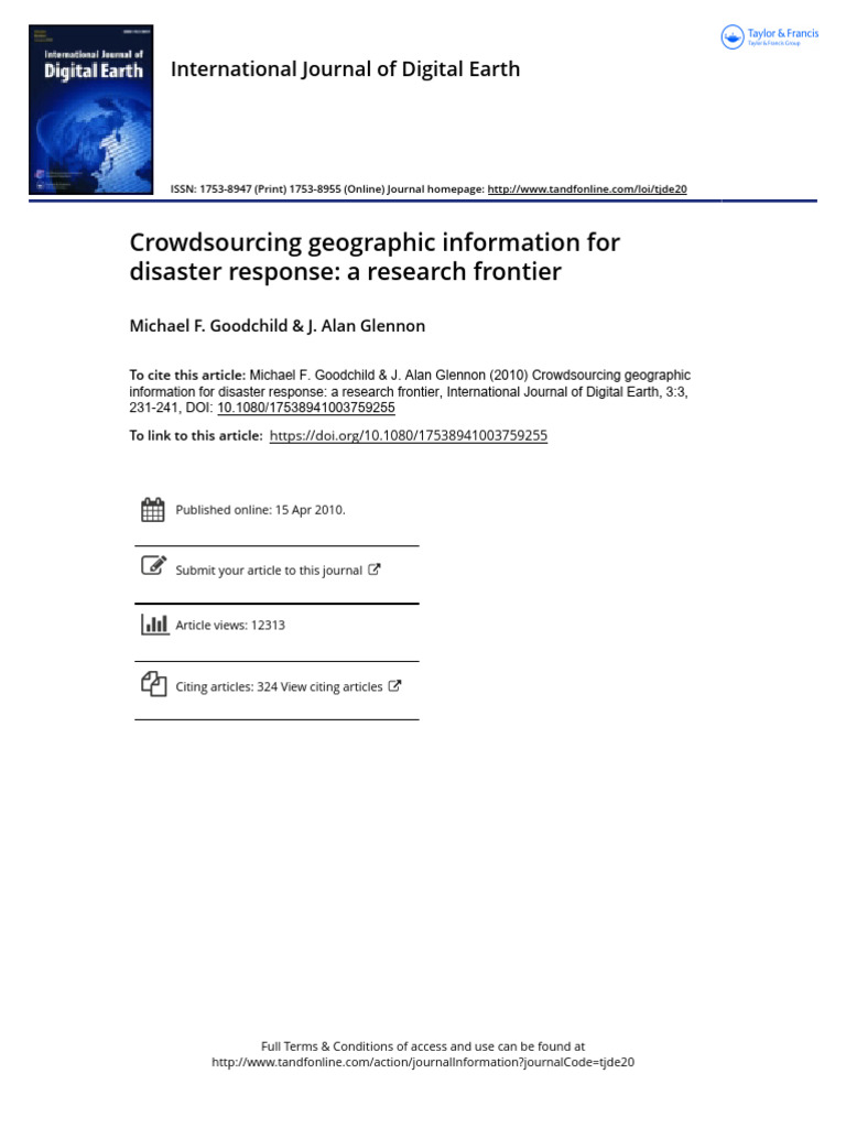 Crowdsourcing Geographic Information For Disaster | PDF | Geographic ...