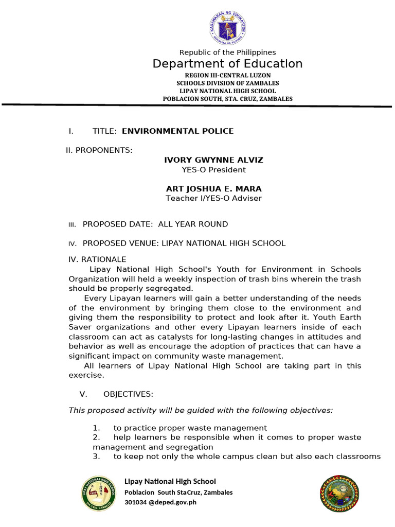 Environmental Police Program Proposal | PDF | Waste