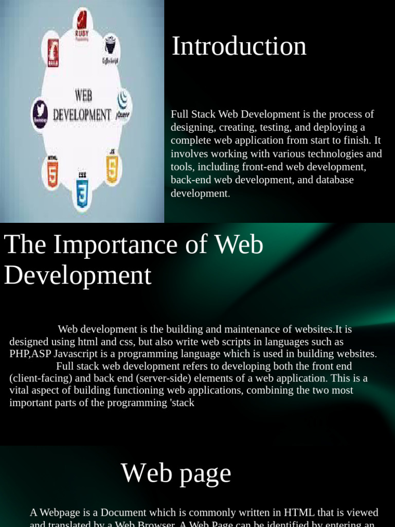 Full Stack Web Development Overview | PDF | World Wide Web | Internet & Web