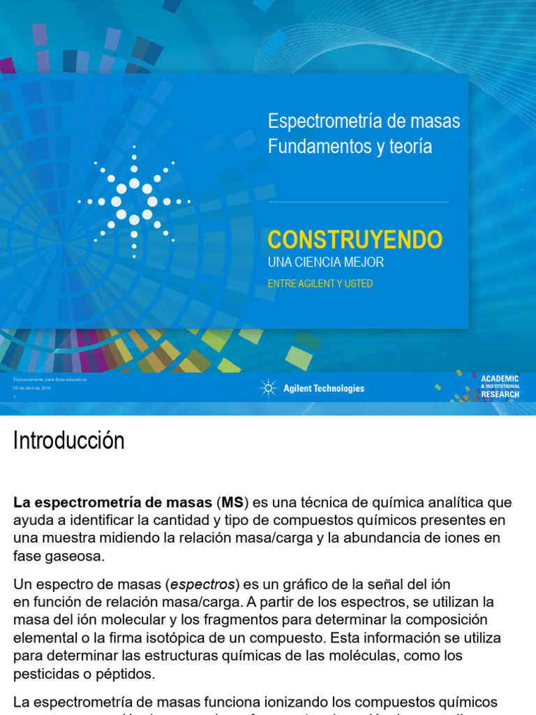 Fundamentos de Espectrometría de Masas | PDF | Espectrometría de masas ...
