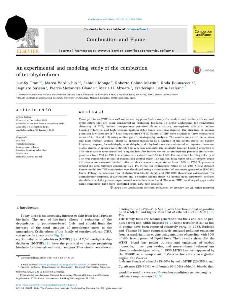 An Experimental and Modeling Study of The Combustion | PDF | Combustion ...