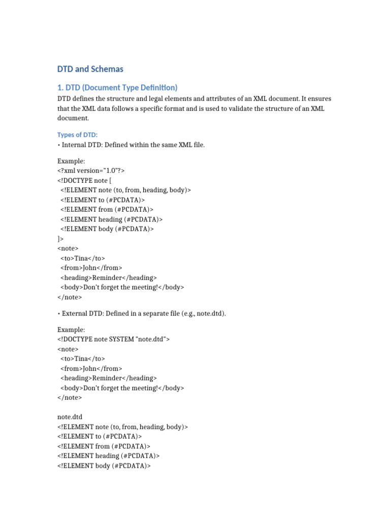 DTD and Schemas | PDF | Xml Schema | Xml