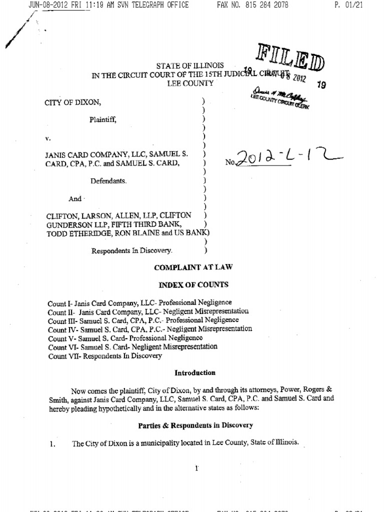 Rita Crundwell Case: Civil Complaint Against Audit Firms | PDF