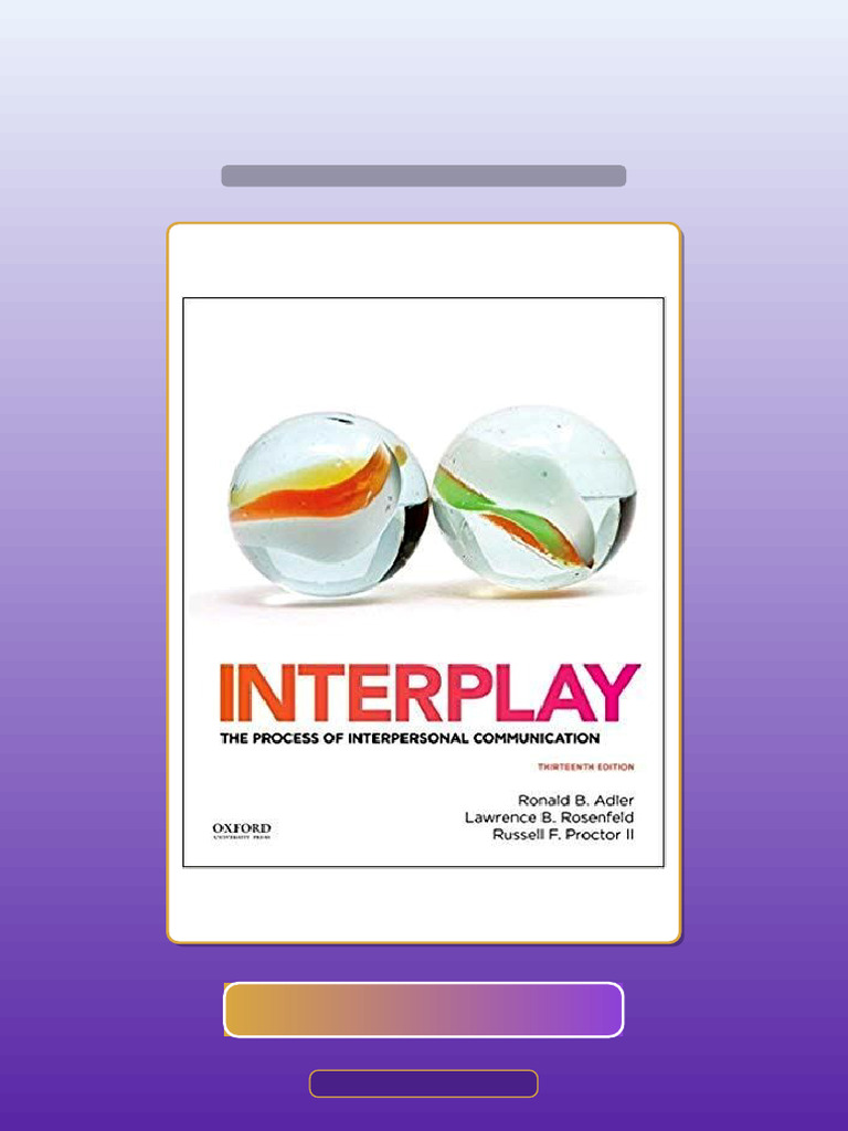 Test Bank For Interplay The Process of Interpersonal Communication 13th ...