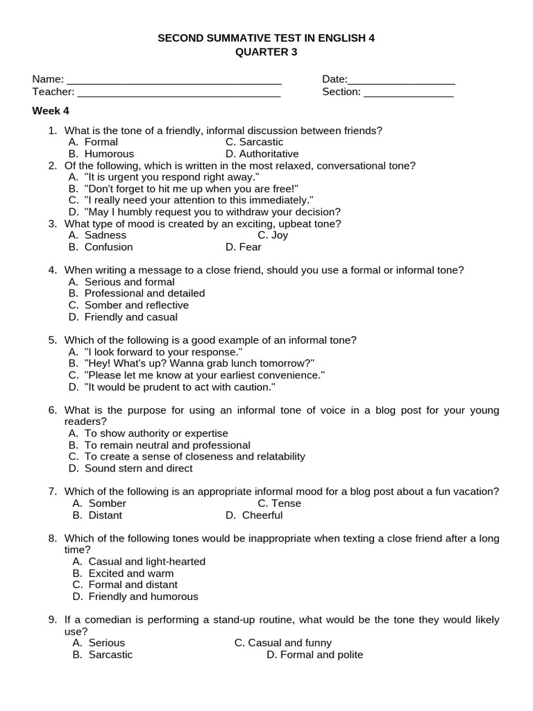 English and GMRC 4 Summative Test | PDF