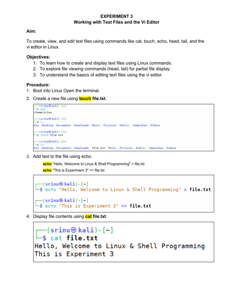 Linux Text File Editing with Vi | PDF