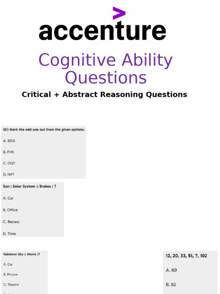 Cognitive Ability Questions 21 July | PDF