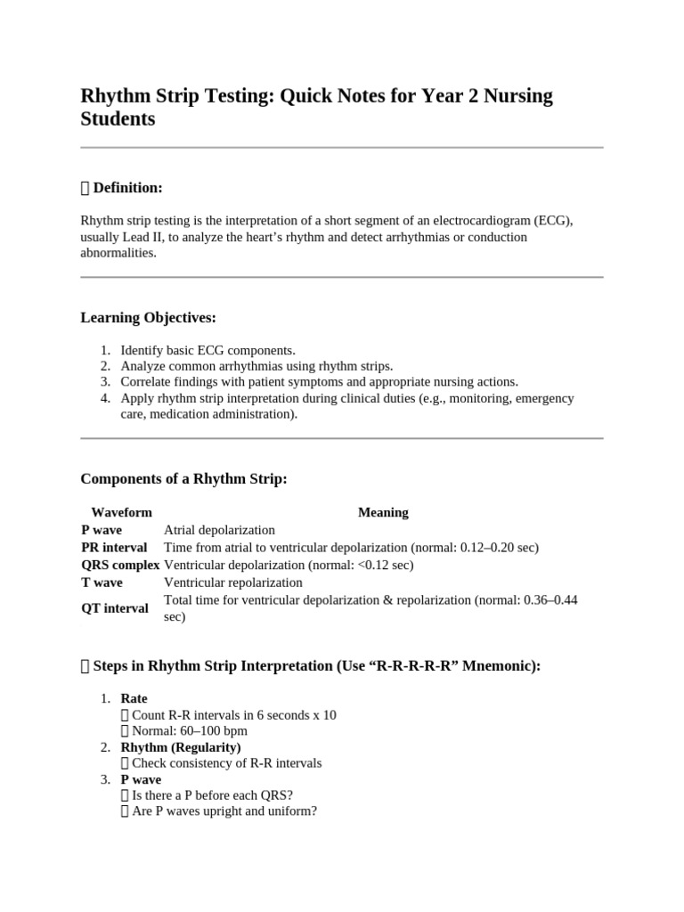 Rhythm Strip Testing | PDF | Electrocardiography | Internal Medicine