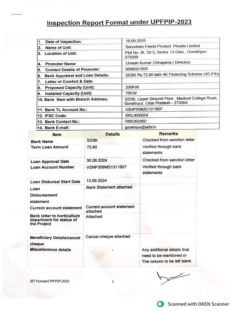 1.inspection Report Format Under UPFPIP 2023 | PDF