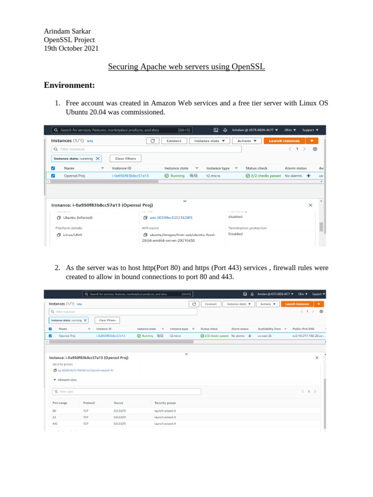 Secure Apache with OpenSSL on AWS | PDF