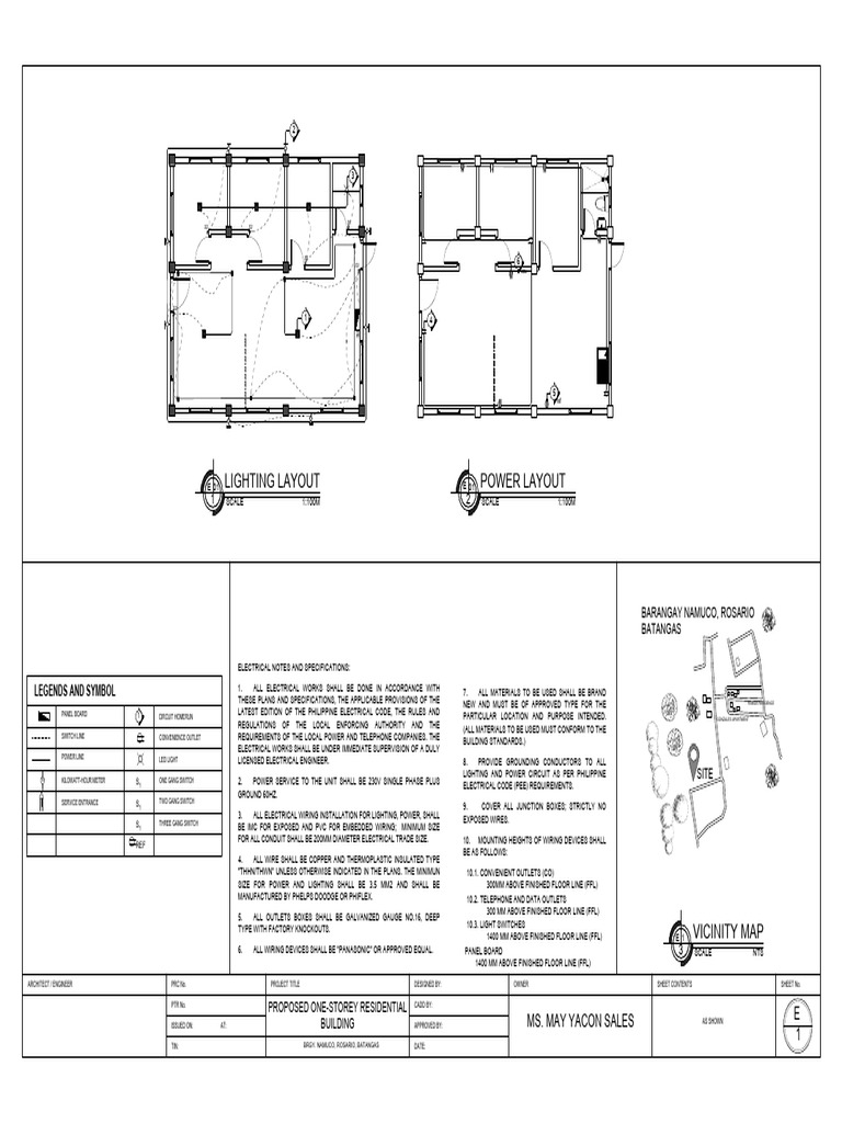 One-Storey Residential Building Plans | PDF | Electrical Wiring | Wire