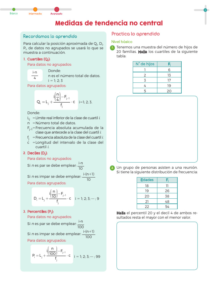 Cálculo de Cuartiles, Deciles y Percentiles | PDF | Cuantil ...