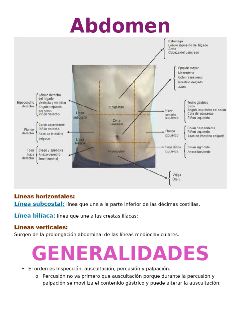 Examen Abdominal: Técnicas y Tipos | PDF | Abdomen | Mano