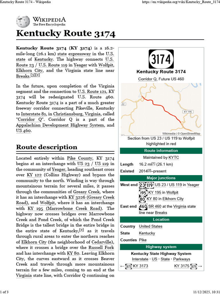 Kentucky Route 3174 Overview | PDF | Transport Infrastructure | Road