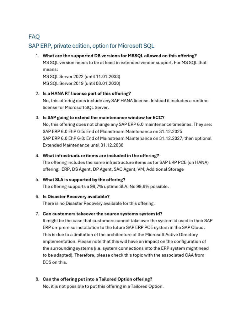 SAP ERP Private Edition on Microsoft SQL | PDF | Microsoft | Business ...