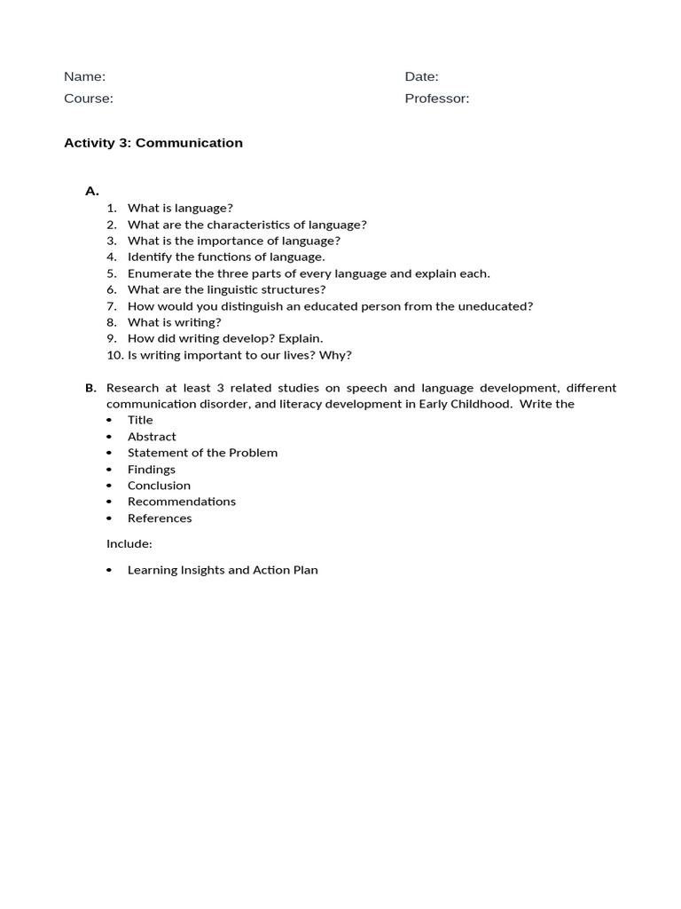 Language and Communication Study Guide | PDF