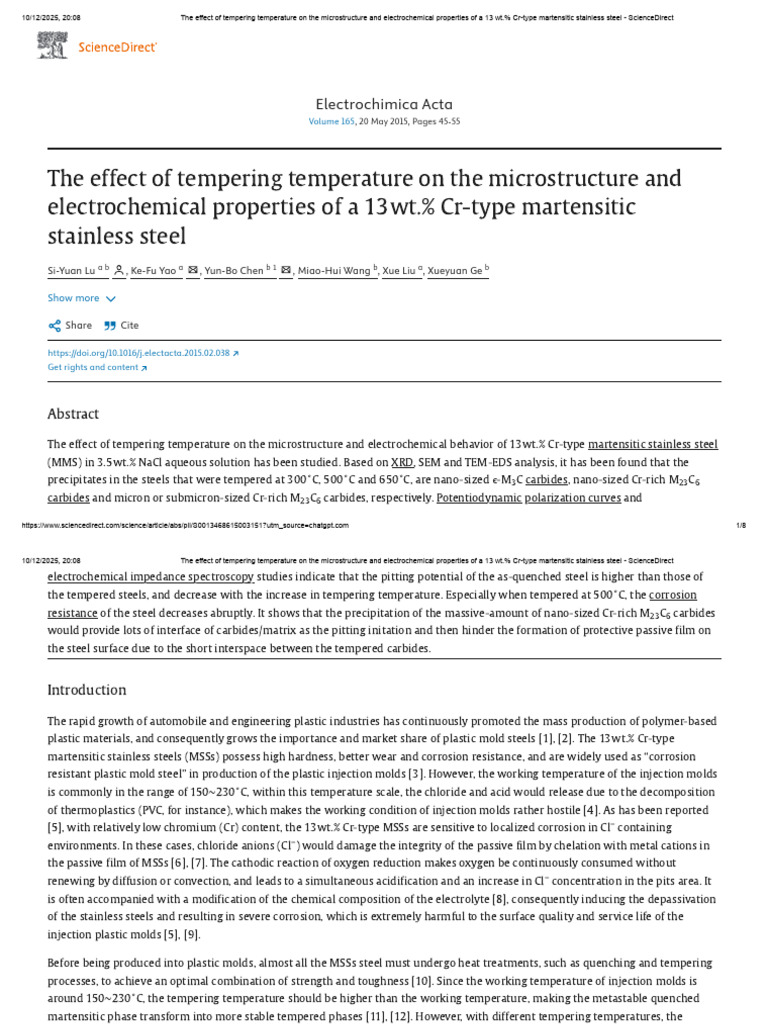 The Effect of Tempering Temperature On The Microstructure and ...