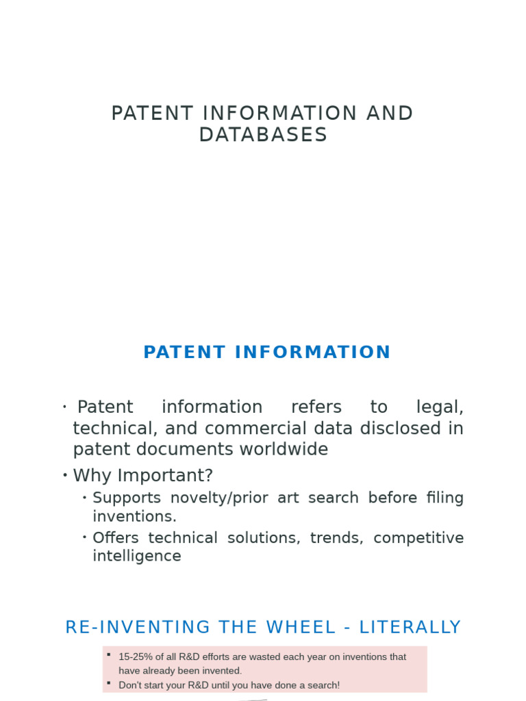 Understanding Patent Information & Databases | PDF | Patent Application ...