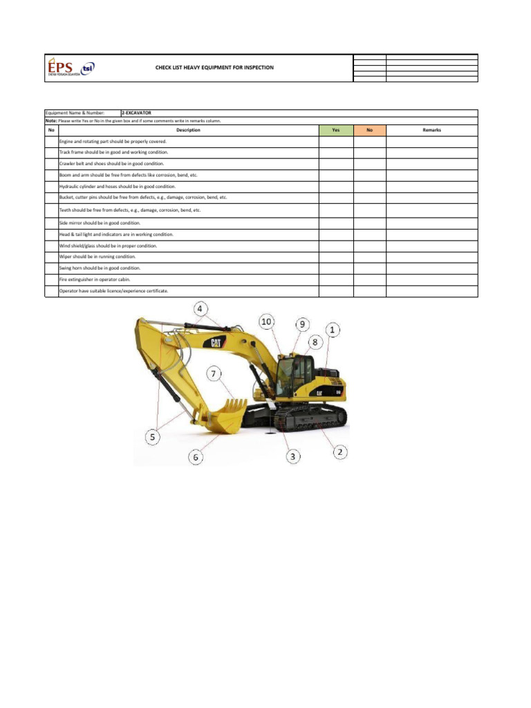Heavy Equipment Inspection Checklist | PDF