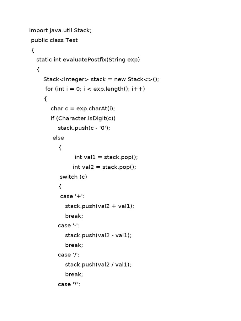 Postfix Evaluation | PDF